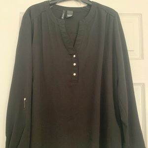 L New Directions Black V Neck LS shirt